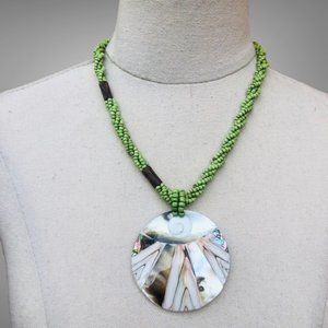 VINTAGE Gorgeous Mermaid Pendant Collar Necklace in Green